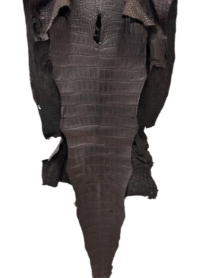 51 cm Grade 3/4 Black Matte Wild American Alligator Leather - Tag: LA23-0010983