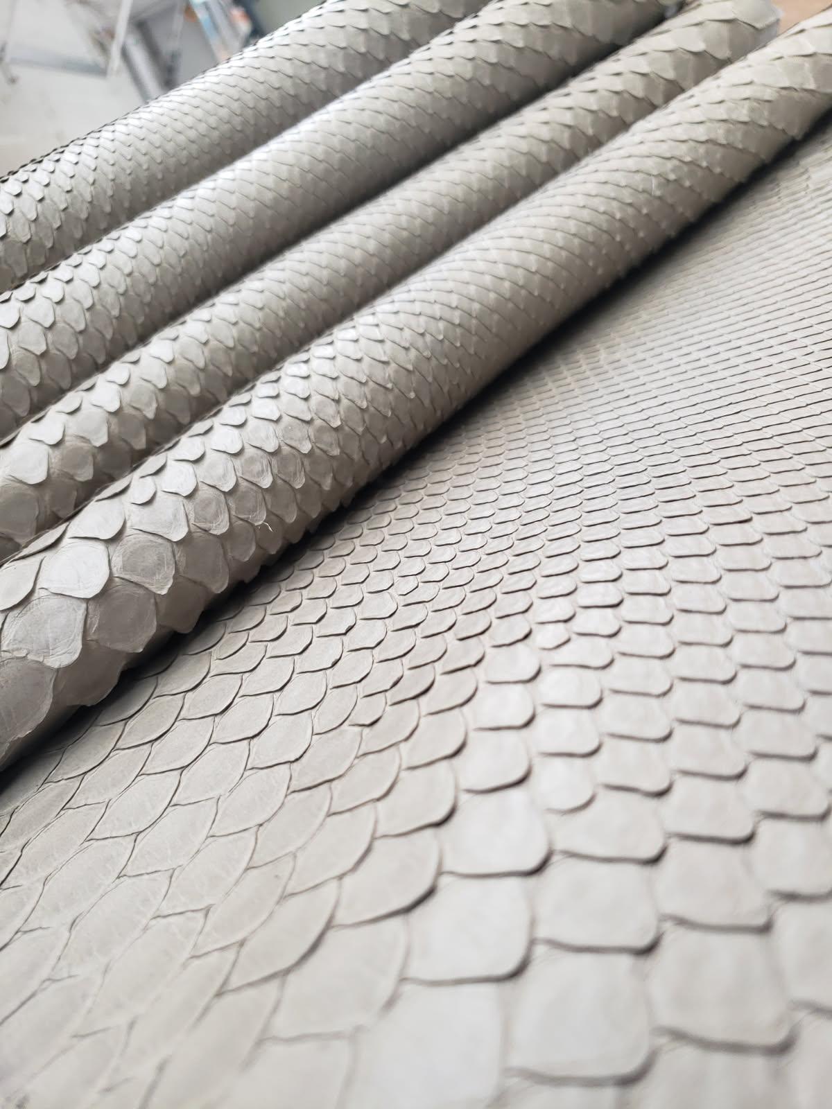 2.7 M Front Cut Beige Matte Python Leather