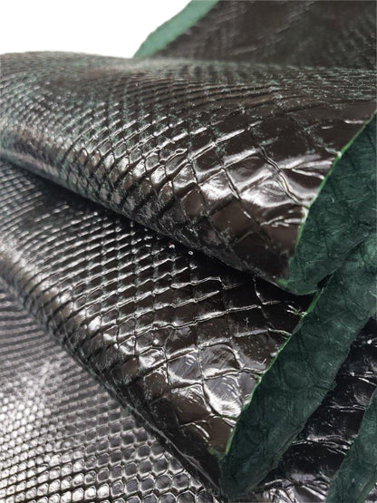 2.3 M Dark Green Glazed Front Cut Python Leather