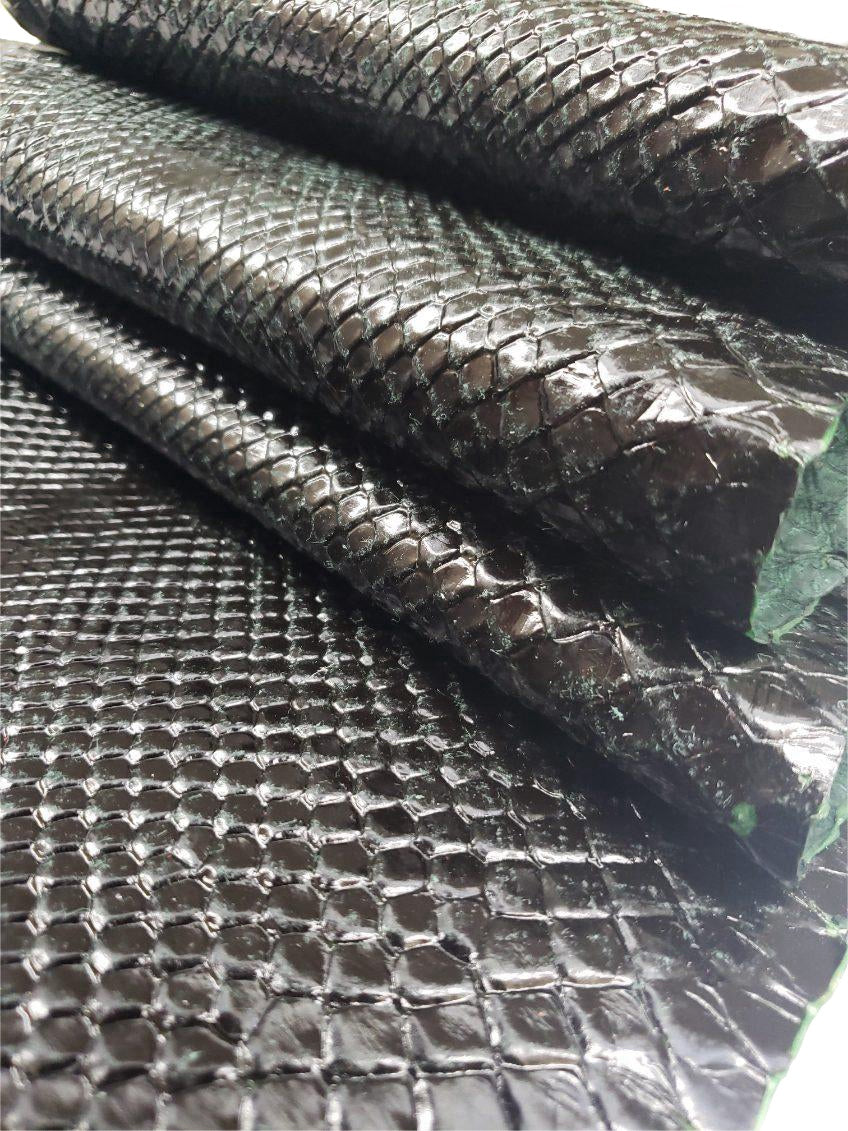 2.3 M Dark Green Glazed Front Cut Python Leather
