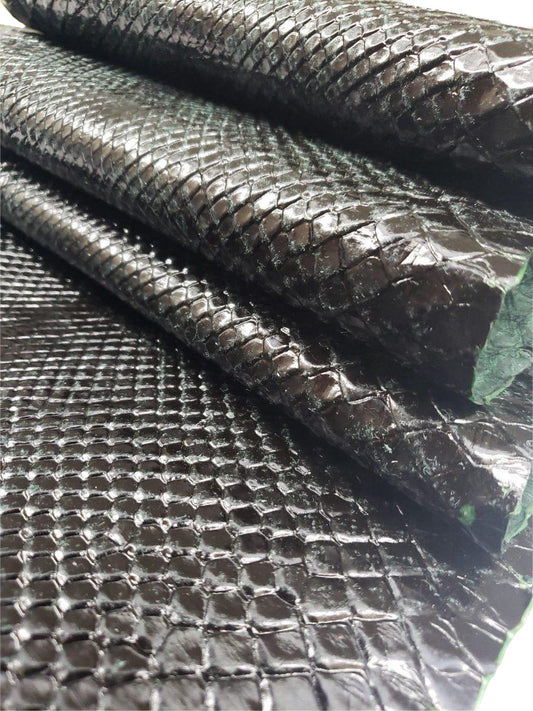 2.3 M Dark Green Glazed Front Cut Python Leather