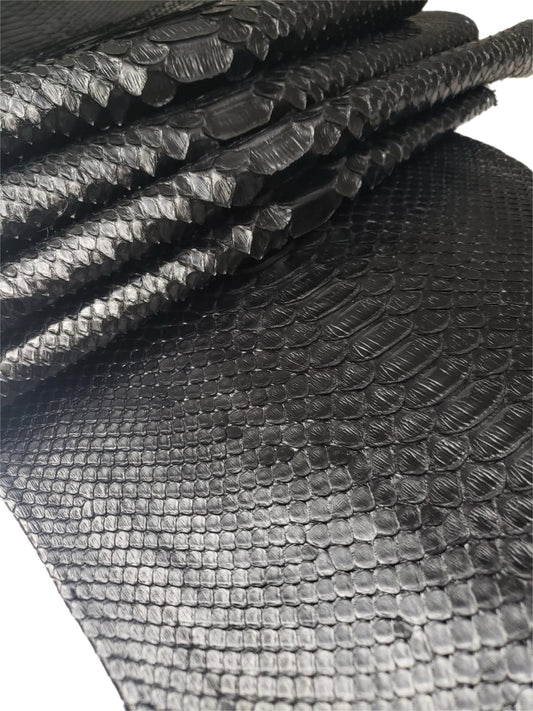 3.6 M Back Cut Black Matte Python Leather