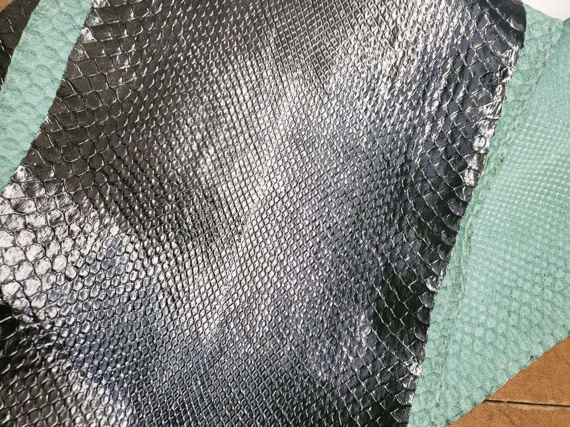 2.65 M Dark Green Glazed Front Cut Python Leather