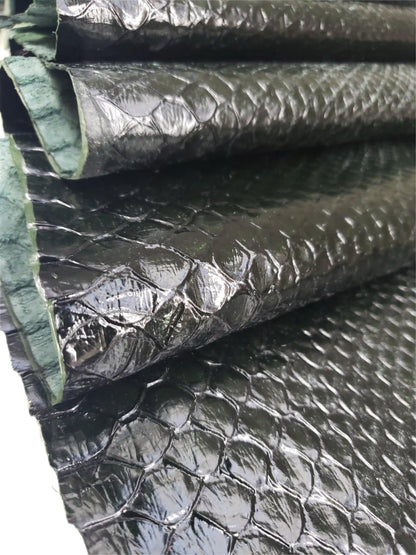 2.65 M Dark Green Glazed Front Cut Python Leather