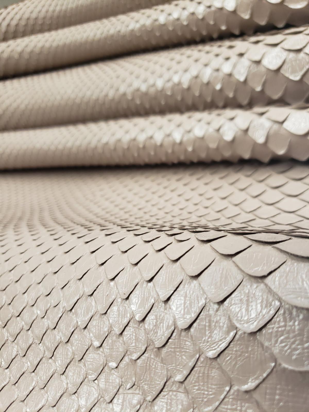 2.7 M Front Cut Beige Matte Python Leather