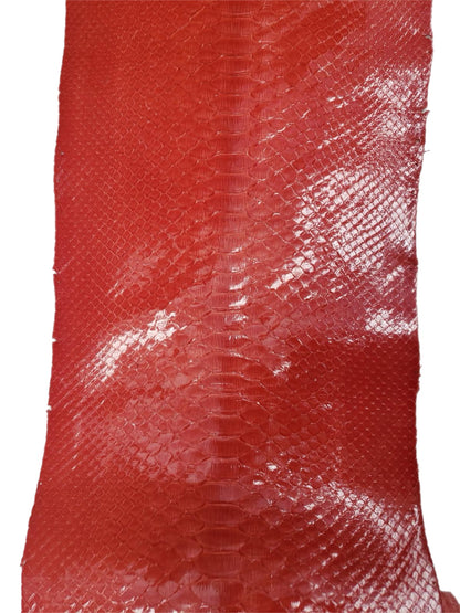 1.3 M Back Cut Red-Orange Glazed Python Leather