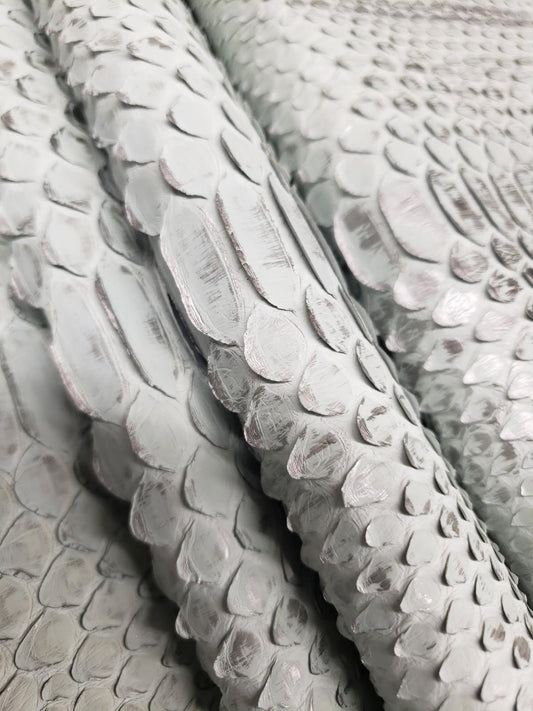 2.2 M Back Cut Distressed White Matte Python Leather