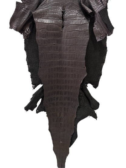 50 cm Grade 2/3 Black Matte Wild American Alligator Leather - Tag: LA23-0152780