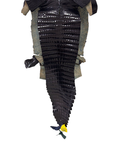 30 cm Grade 2/3 Navy Blue Glazed Wild American Alligator Leather - Tag: FL98-0009155