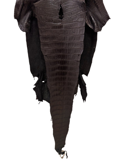 40 cm Grade 3/4 Black Matte Wild American Alligator Leather - Tag: LA23-0027756