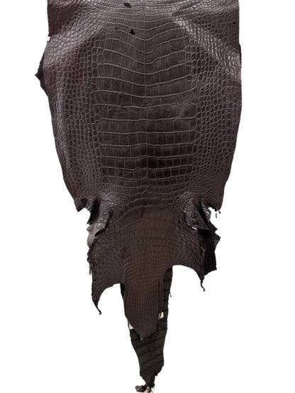 40 cm Grade 3/4 Black Matte Wild American Alligator Leather - Tag: LA23-0027756