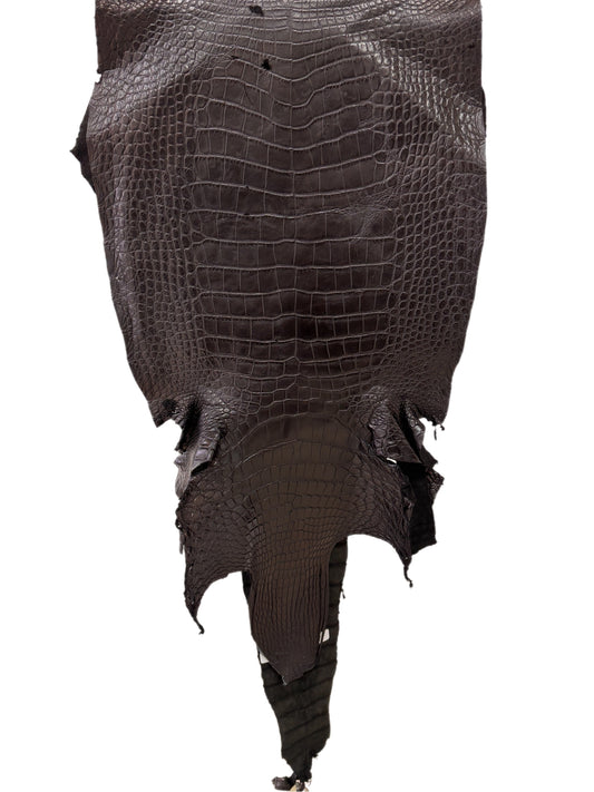 40 cm Grade 3/4 Black Matte Wild American Alligator Leather - Tag: LA23-0027756