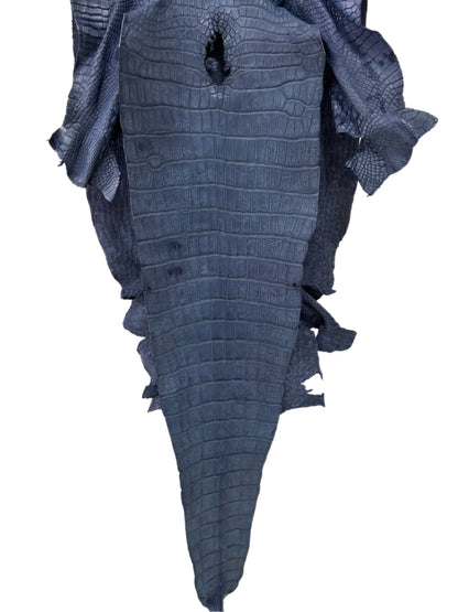 44 cm Grade 4/5 Indigo Matte Wild American Alligator Leather - Tag: TX22-0010351
