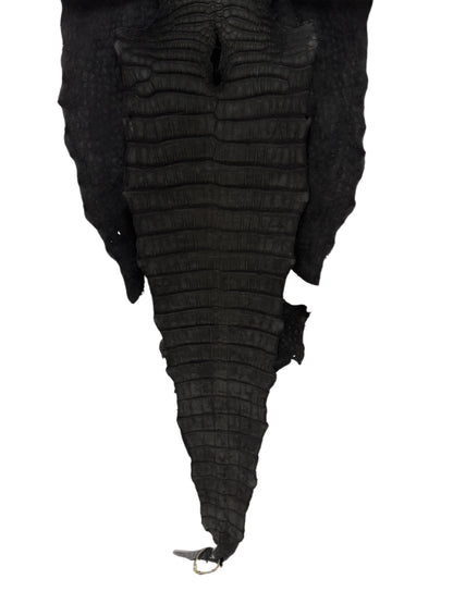 49 cm Grade 2/3 Black Nubuck Wild American Alligator Leather - Tag: LA23-0021889
