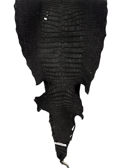49 cm Grade 2/3 Black Nubuck Wild American Alligator Leather - Tag: LA23-0021889