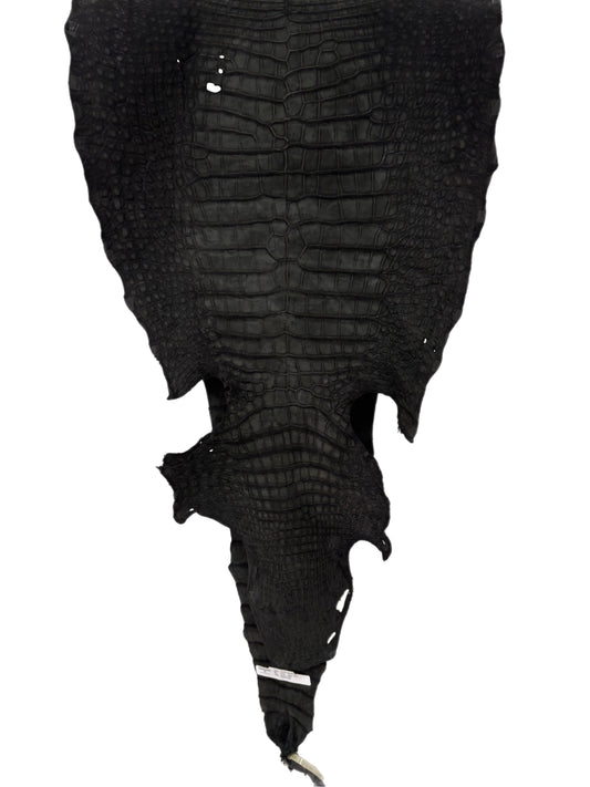 49 cm Grade 2/3 Black Nubuck Wild American Alligator Leather - Tag: LA23-0021889