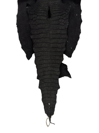 47 cm Grade 3/4 Black Nubuck Wild American Alligator Leather - Tag: LA23-0013890