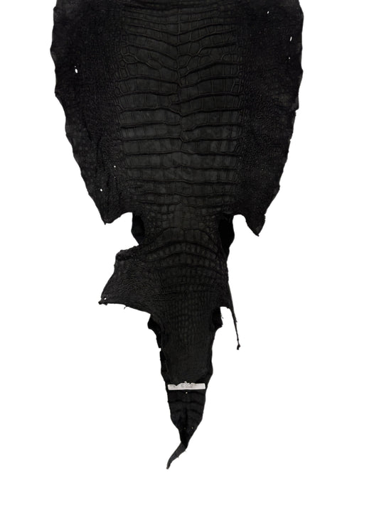 47 cm Grade 3/4 Black Nubuck Wild American Alligator Leather - Tag: LA23-0013890