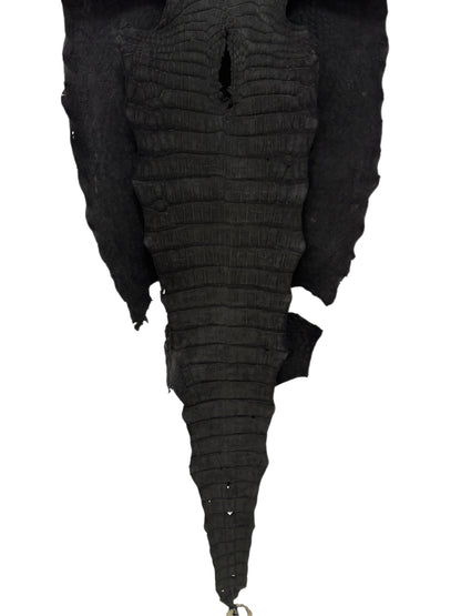 47 cm Grade 3/4 Black Nubuck Wild American Alligator Leather - Tag: LA23-0003358