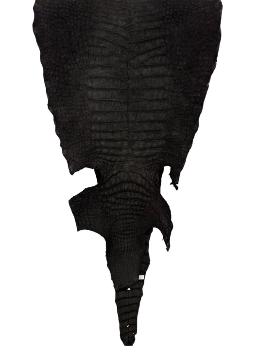 47 cm Grade 3/4 Black Nubuck Wild American Alligator Leather - Tag: LA23-0003358