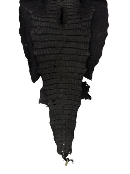 48 cm Grade 3/4 Black Nubuck Wild American Alligator Leather - Tag: LA23-0013464