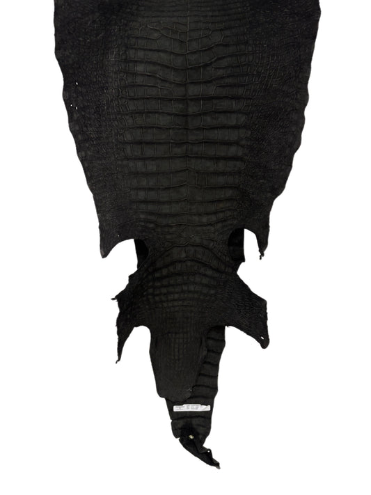 50 cm Grade 3/4 Black Nubuck Wild American Alligator Leather - Tag: LA23-0051900