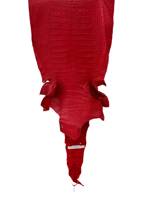 39 cm Grade 2/3 Candy Apple Red Matte Wild American Alligator Leather - Tag: LA24-0039963