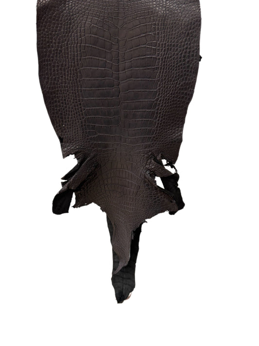 40 cm Grade 3/4 Black Matte Wild American Alligator Leather - Tag: LA24-0012190
