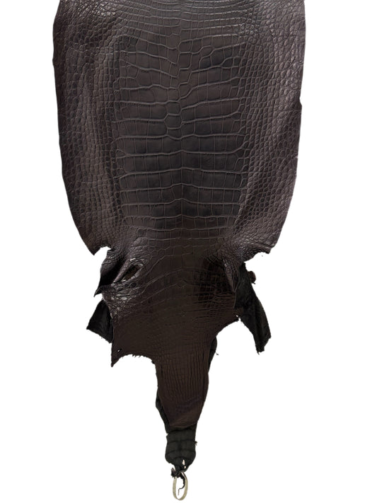 46 cm Grade 4/5 Black Matte Wild American Alligator Leather - Tag: LA23-0030291