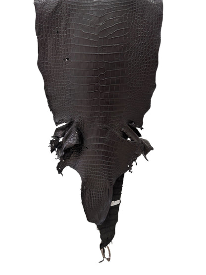 38 cm Grade 3/4 Black Matte Wild American Alligator Leather - Tag: LA23-0001247