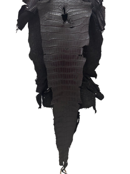 38 cm Grade 4/5 Black Matte Wild American Alligator Leather - Tag: LA23-0022873