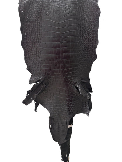38 cm Grade 4/5 Black Matte Wild American Alligator Leather - Tag: LA23-0022873