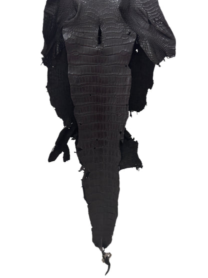 35 cm Grade 4/5 Black Matte Wild American Alligator Leather - Tag: LA23-0019768