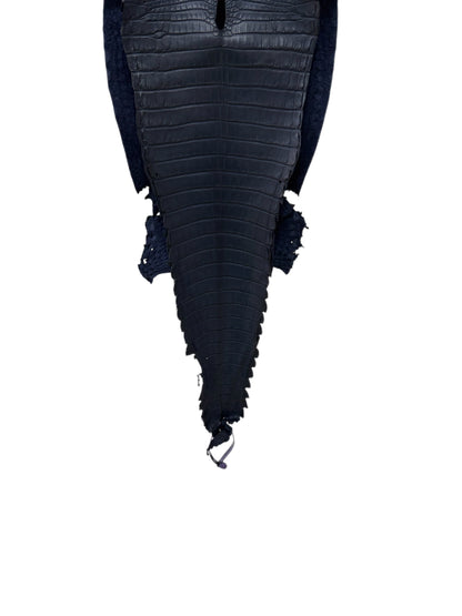 28 cm Grade 1 Navy Blue Matte Farm-Raised American Alligator Leather - Tag: FL21-0024989