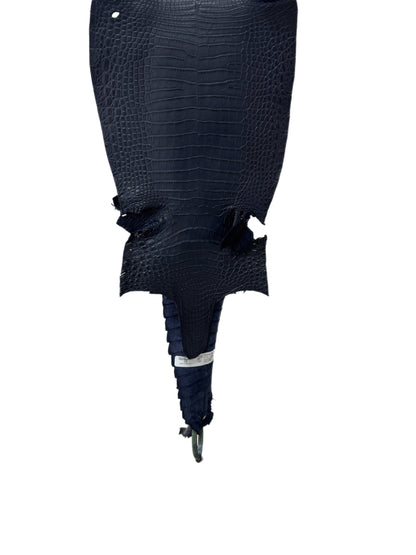 27 cm Grade 2/3 Navy Blue Matte Farm-Raised American Alligator Leather - Tag: FL22-0030383