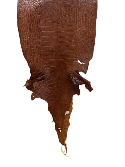 42 cm Grade 4/5 Dark Cognac Matte Wild American Alligator Leather - Tag: LA23-0003645
