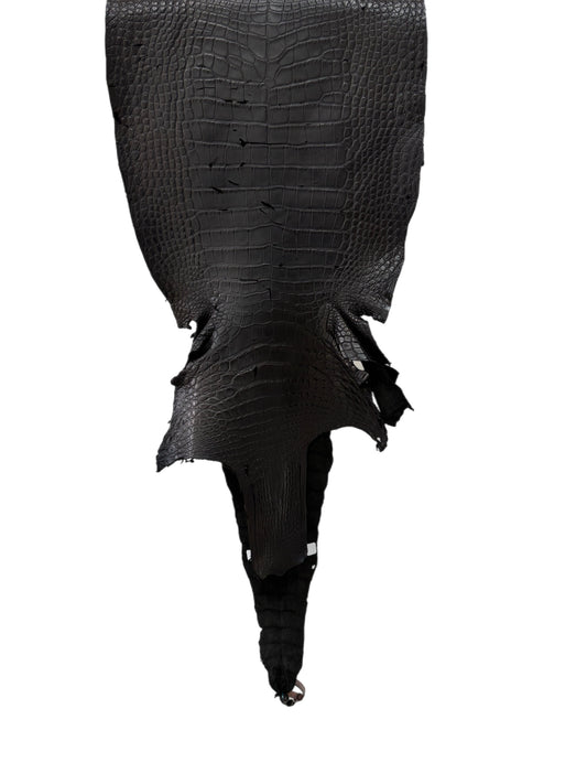 35 cm Grade 4/5 Black Matte Wild American Alligator Leather - Tag: LA18-0031178