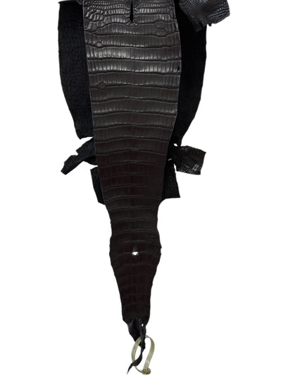 23 cm Grade 1/2 Black Matte Wild American Alligator Leather - Tag: LA09-0177165