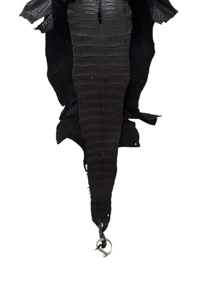 28 cm Grade 1/2 Black Matte Wild American Alligator Leather - Tag: LA17-0053617