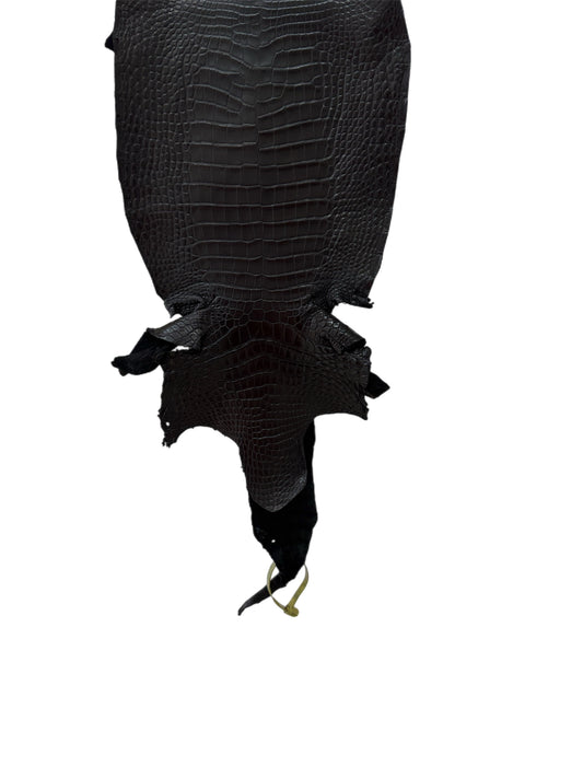 23 cm Grade 1/2 Black Matte Wild American Alligator Leather - Tag: LA11-0030946