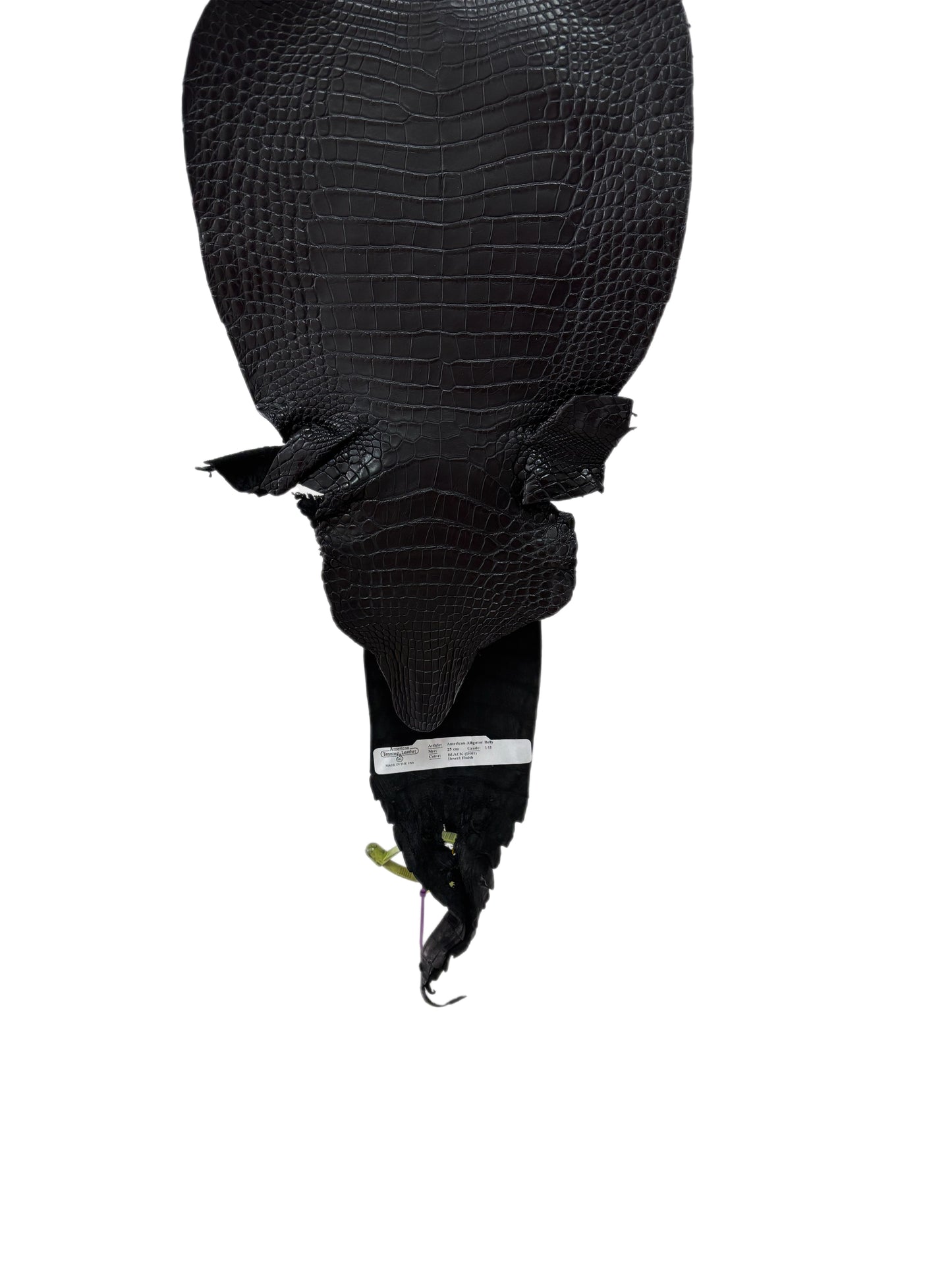 25 cm Grade 1/2 Black Matte Farm-Raised American Alligator Leather - Tag: LA16-0436904
