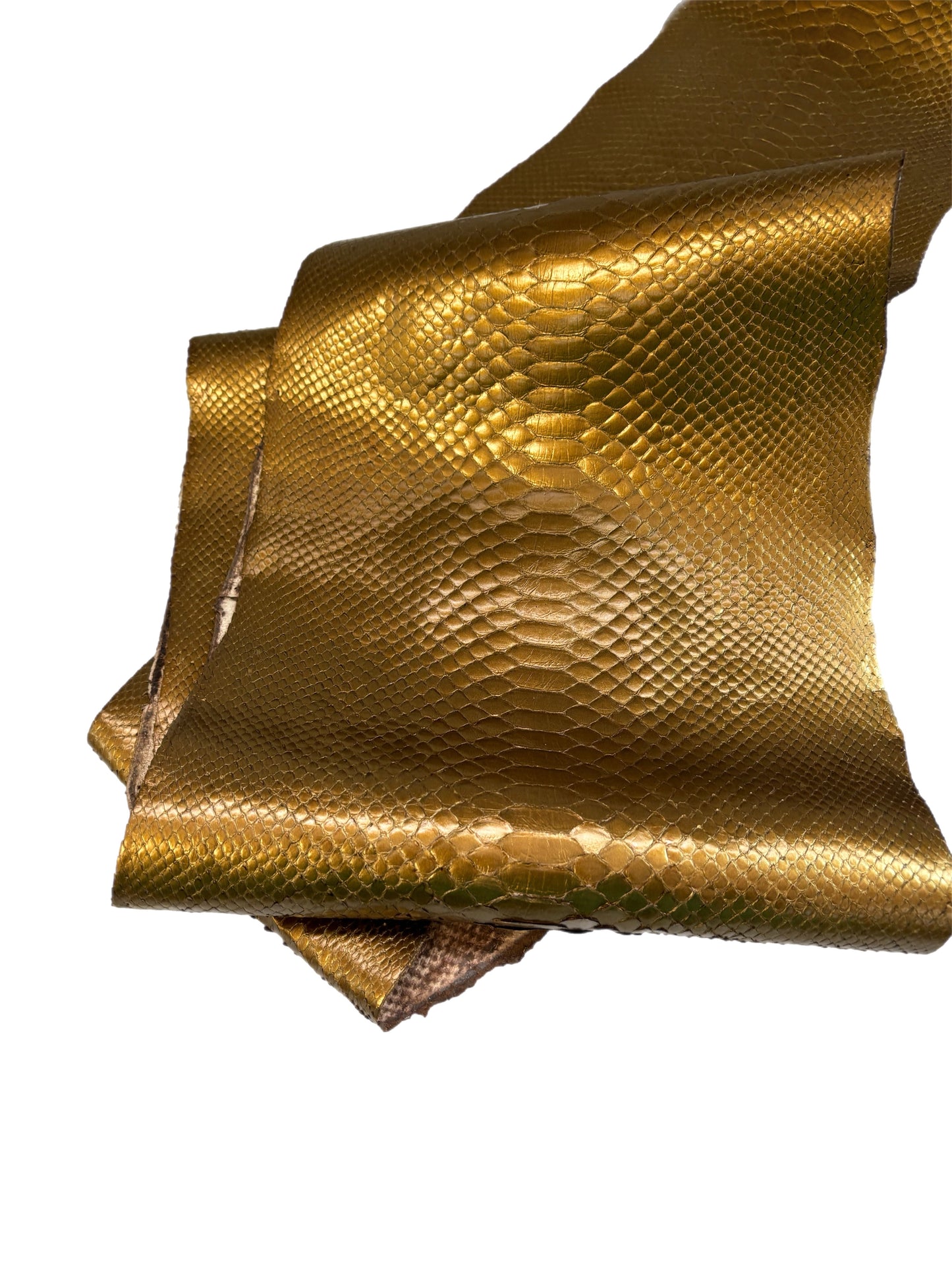 3.3 M Back Cut Metallic Gold Matte Python Leather
