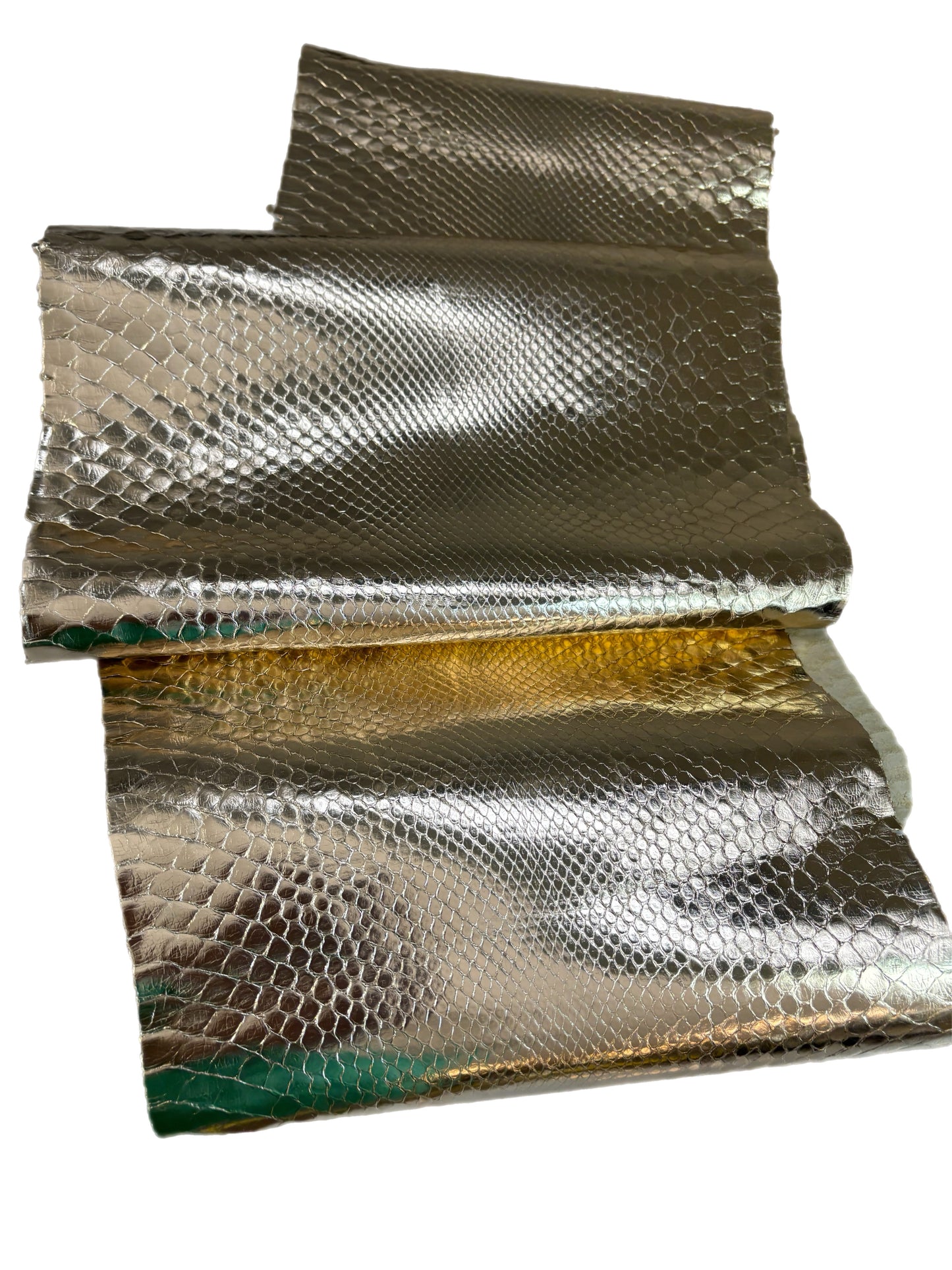 2.1 M Front Cut Metallic Gold Python Leather