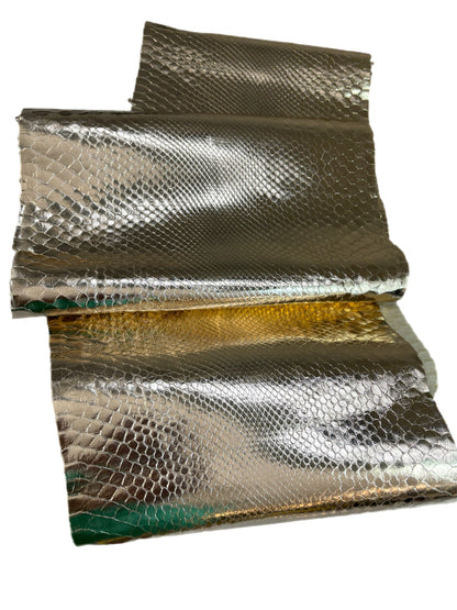 2.1 M Front Cut Metallic Gold Python Leather