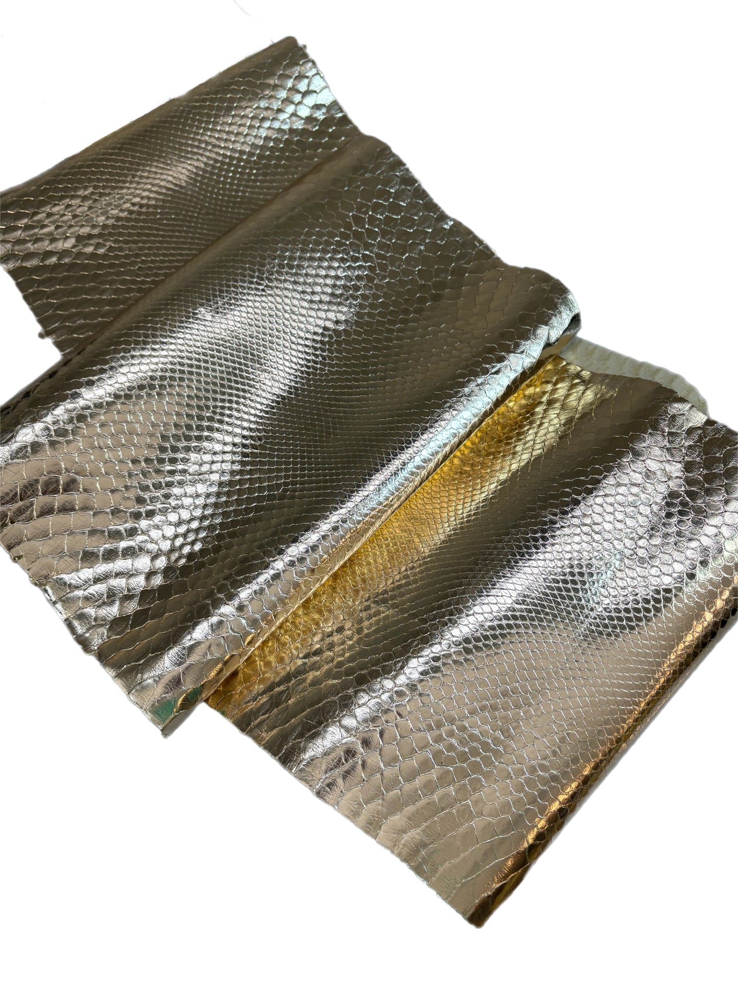2.1 M Front Cut Metallic Gold Python Leather