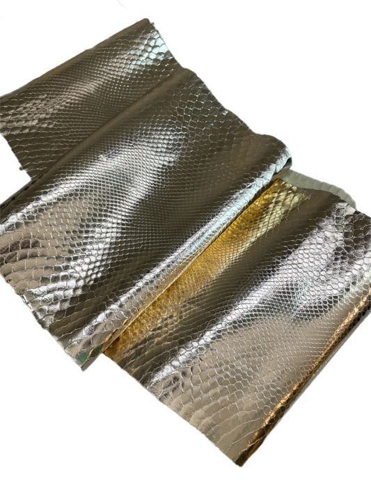 2.1 M Front Cut Metallic Gold Python Leather