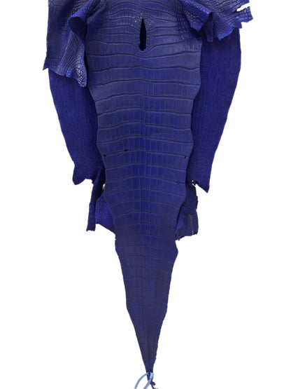 44 cm Grade 2/3 Cobalt Blue Matte Wild American Alligator Leather - Tag: LA23-0010038