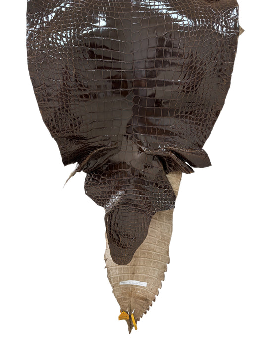 52 cm Grade 1/2 Sport Rust Brown Glazed Farm-Raised American Alligator Leather - Tag: LA13-0059967