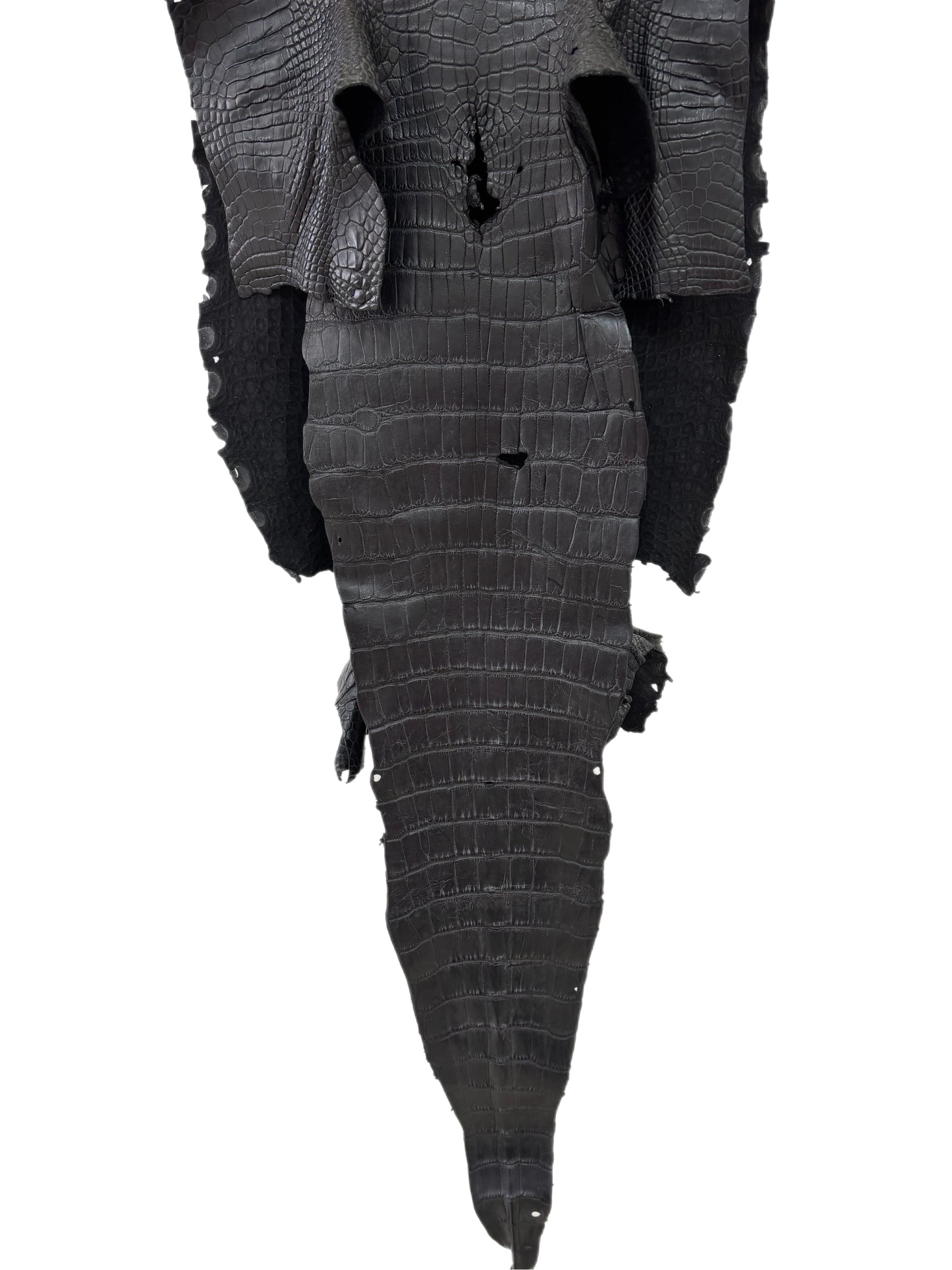 35 cm Grade 3/4 Black Garment Farm-Raised American Alligator Leather - Tag: ITCC-0539914