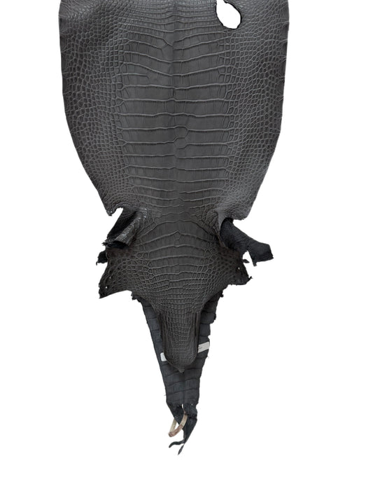 33 cm Grade 2/3 Serpentine Grey Matte Farm-Raised American Alligator Leather - Tag: LA17-0274669